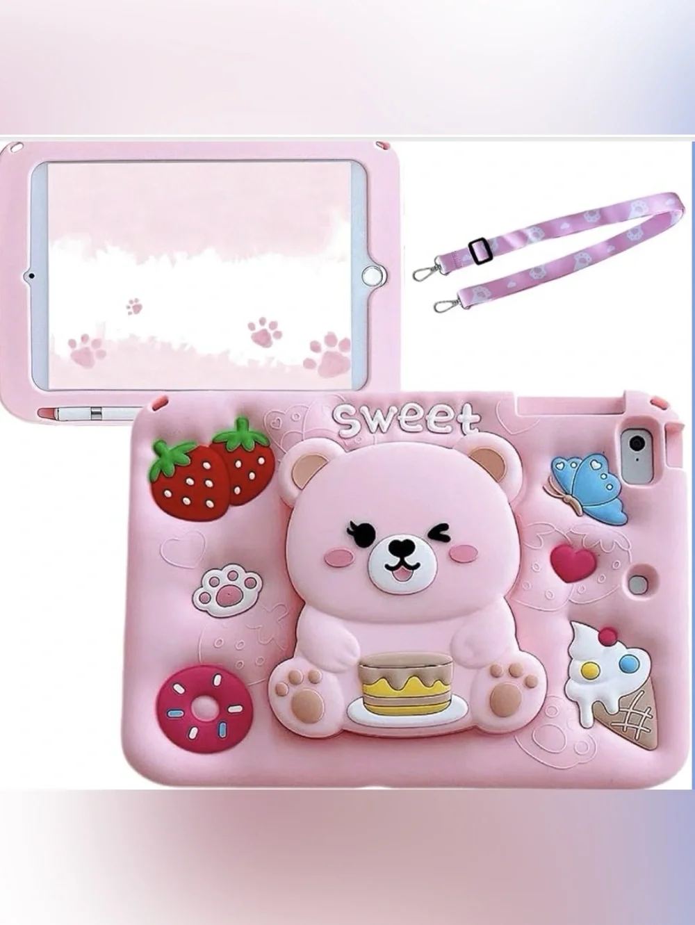 Galaxy Tab A8 Case 10.5 Inch 3D Strawberry Cake Bear